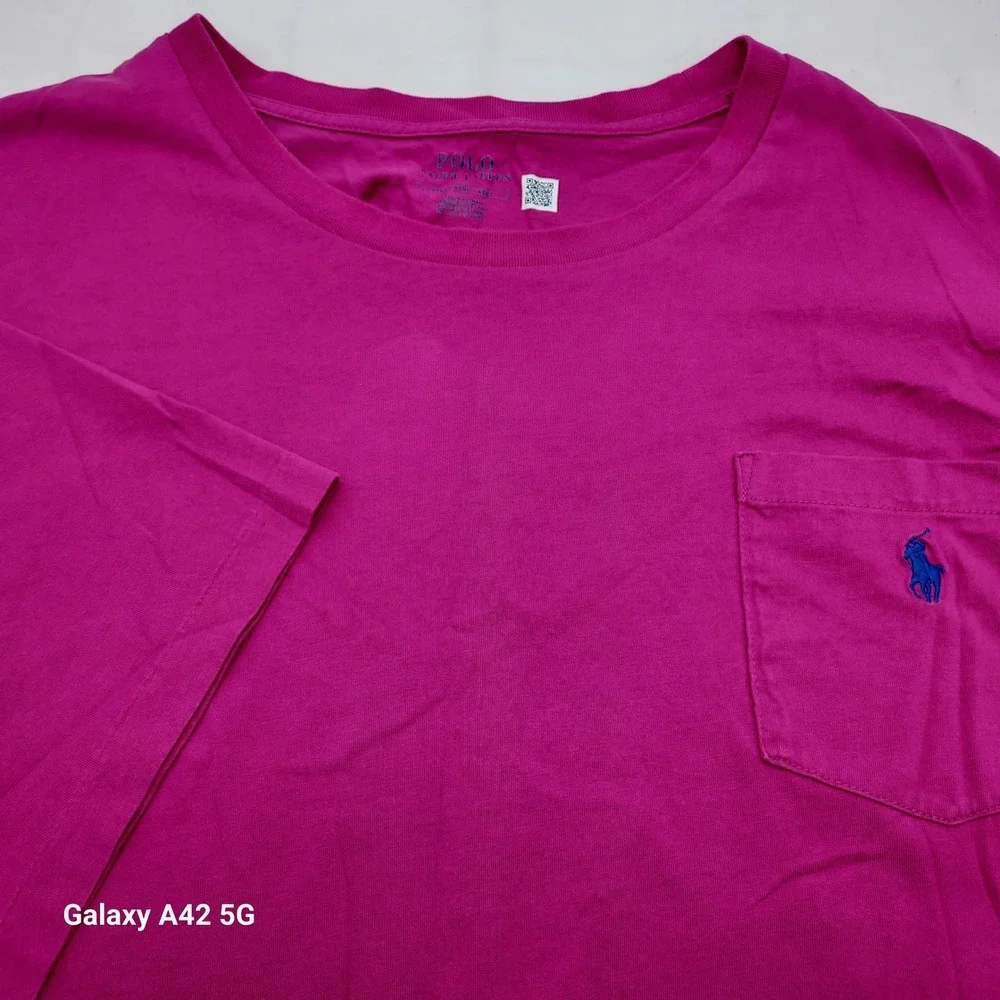 Polo Ralph Lauren Magenta Pink Pocket T-Shirt Men 4XLT Big & Tall Blue Pony Logo